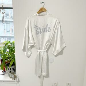 Victoria's Secret Bride Rhinestone White Silky Robe One Size